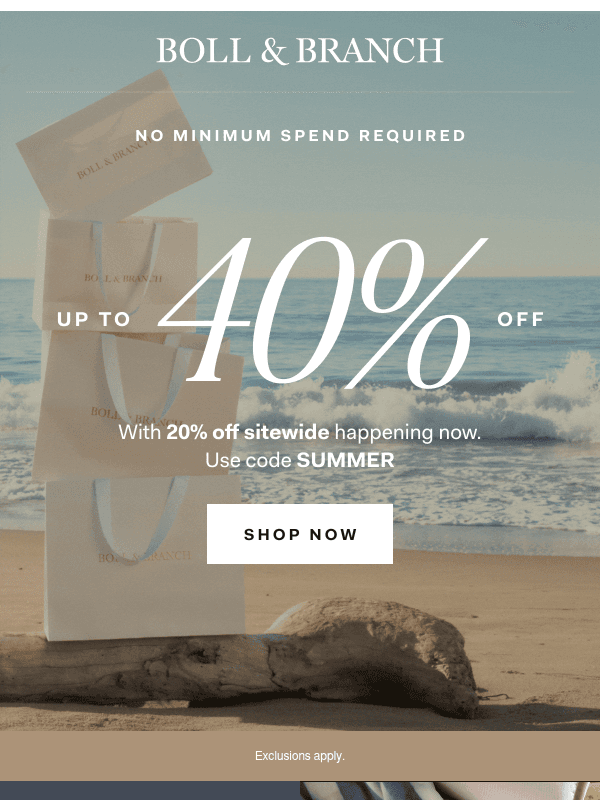 Newsletter preview: Today Only: Free Beach Towel + Up to 40% off