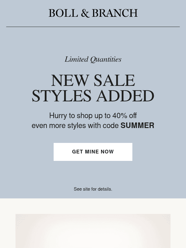 Newsletter preview: All-new sale styles added