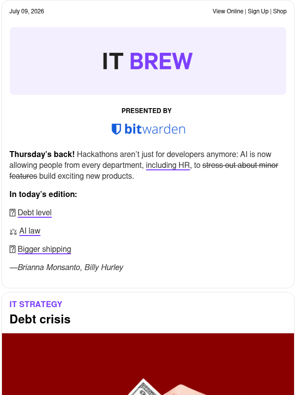 Newsletter preview: ☕ In your debt