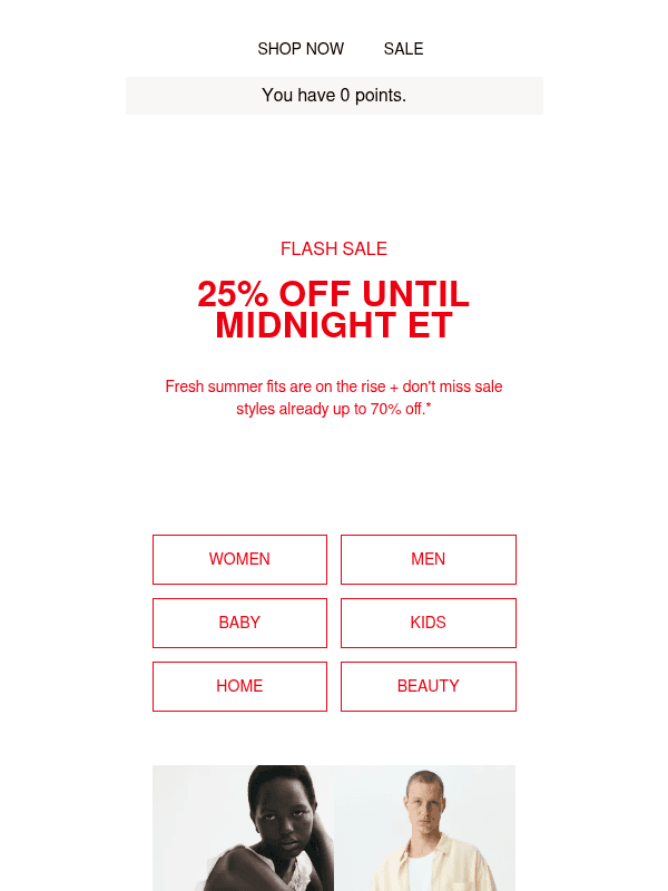 Newsletter preview: 25% off flash sale starts now