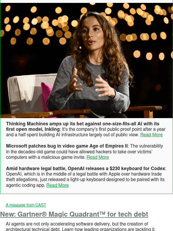 Newsletter preview: Thinking Machines amps up its bet against one-size-fits-all AI with its first open model, Inkling