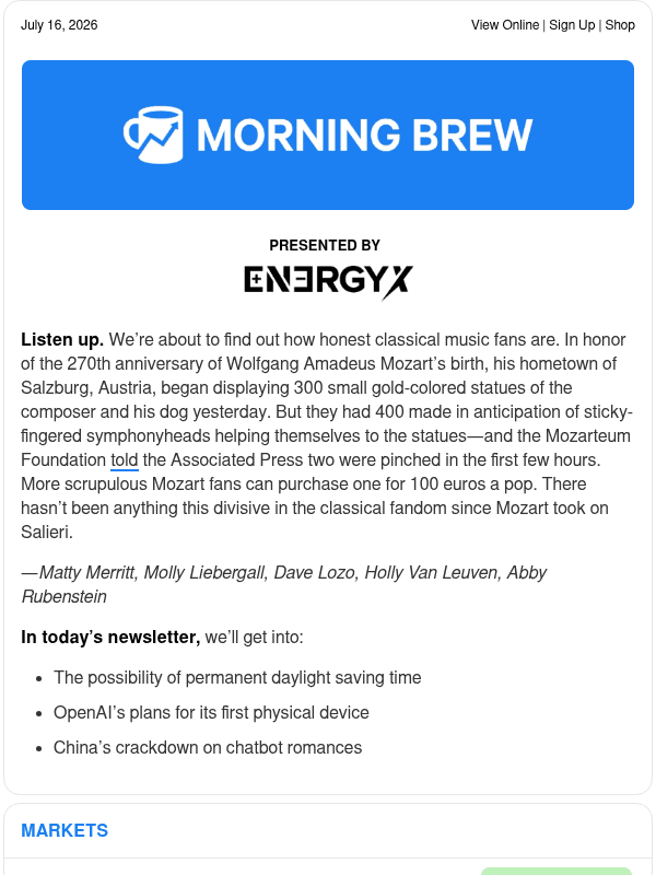 Newsletter preview: ☕️ A matter of time