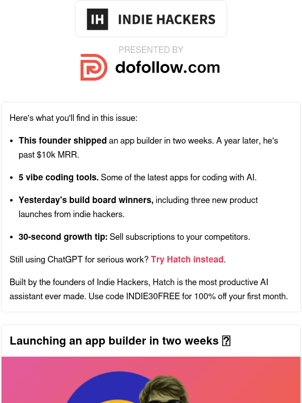 Newsletter preview: 🗞️ What's New: $10k MRR in a year, selling to competitors, AI model uncertainty