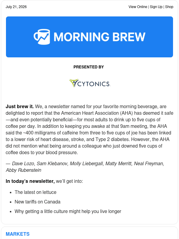 Newsletter preview: ☕ Lettuce lurch
