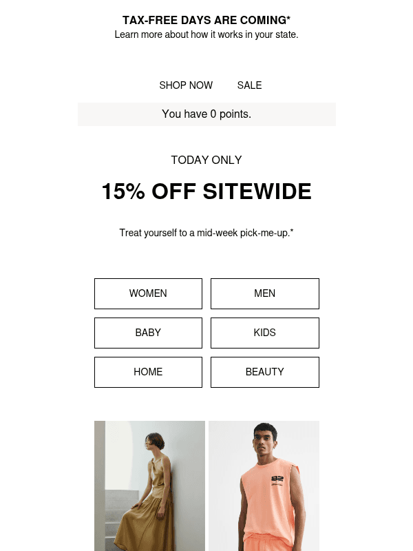 Newsletter preview: Today only: 15% off sitewide