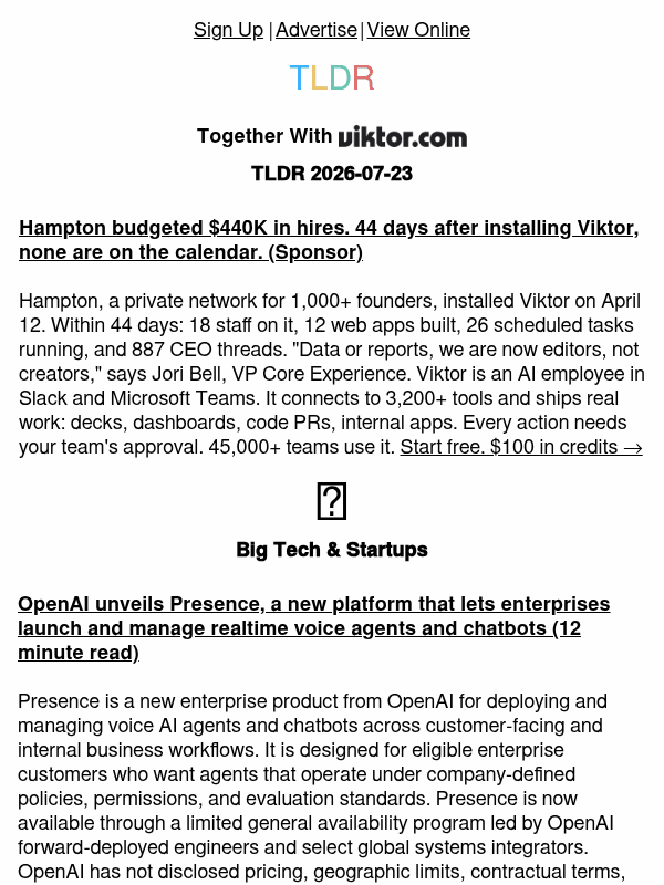 Newsletter preview: OpenAI Presence 🤖, Apple overhauls Macs 💻, state of WebMCP 👨‍💻