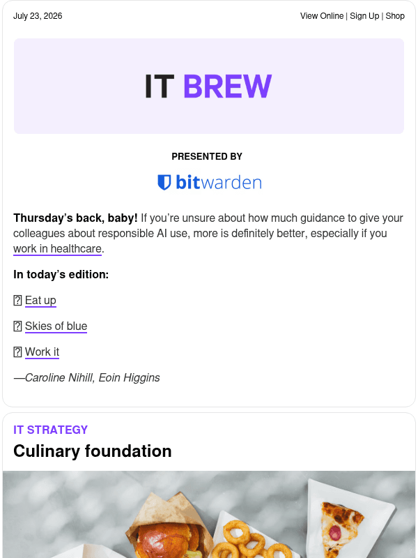 Newsletter preview: ☕ Order up