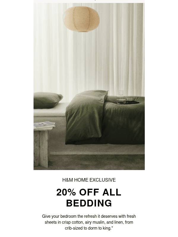Newsletter preview: 20% off bedding, duvet sets & more