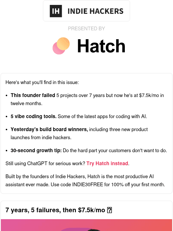 Newsletter preview: 🗞️ What's New: $7.5k/mo after 5 failures, doing the hard part for free, AI favors strong opinions