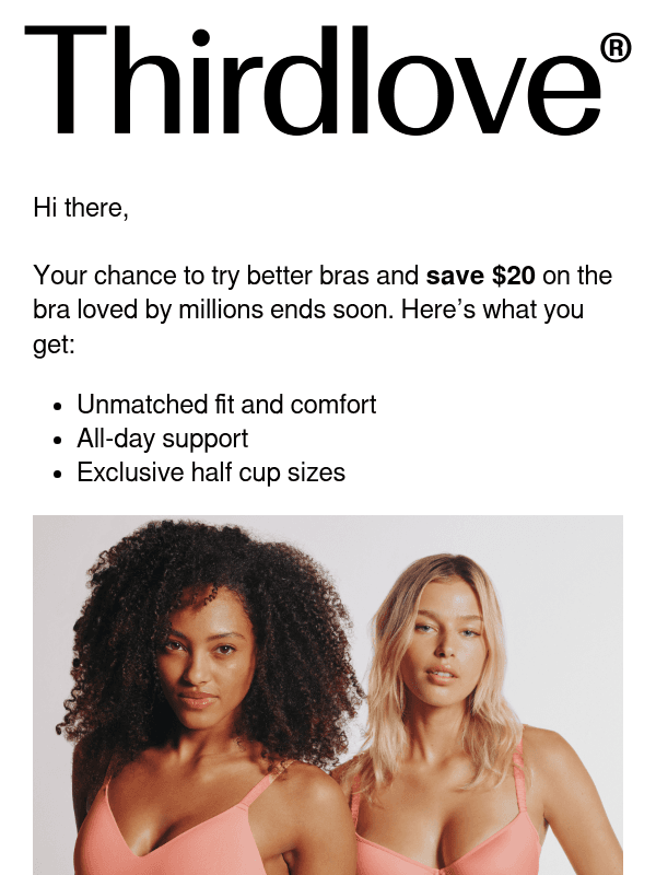 Newsletter preview: $20 off ends soon