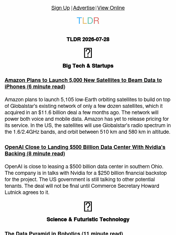 Newsletter preview: OpenAI's $500B datacenter ⚡, Amazon's Starlink rival 🛰️, Nvidia backs SSI 💰