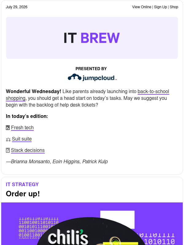 Newsletter preview: ☕ Want a side of tech upgrades with that?