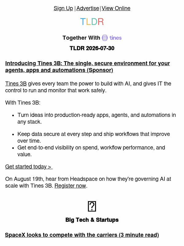 Newsletter preview: Starlink cell network 🛰️, DoorDash drones 🚁, inside ChatGPT optimizations 👨‍💻