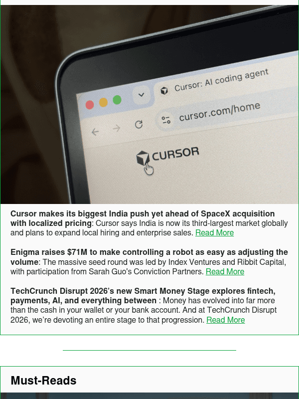 Newsletter preview: Cursor makes its biggest India push yet ahead of SpaceX acquisition with localized pricing