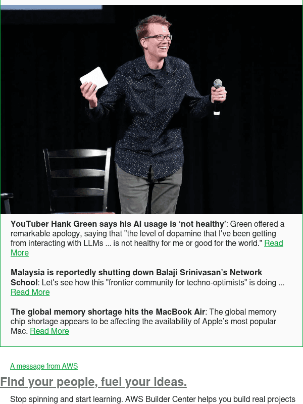 Newsletter preview: YouTuber Hank Green says his AI usage is ‘not healthy’