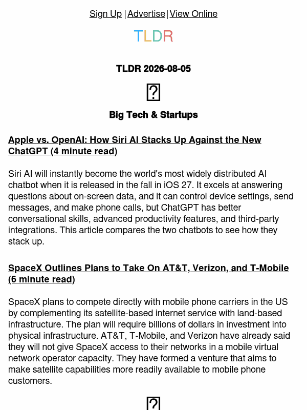 Newsletter preview: Siri AI 📱, SpaceX internet 🛰️, AI code review 👨‍💻