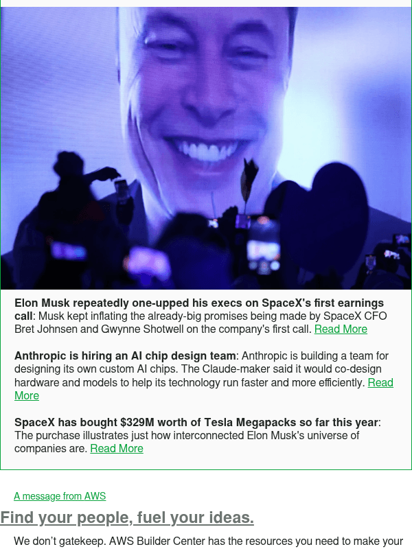 Newsletter preview: Elon Musk repeatedly one-upped his execs on SpaceX's first earnings call