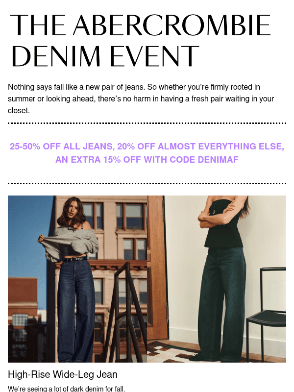 Newsletter preview: Now’s your chance to get Abercrombie jeans on sale