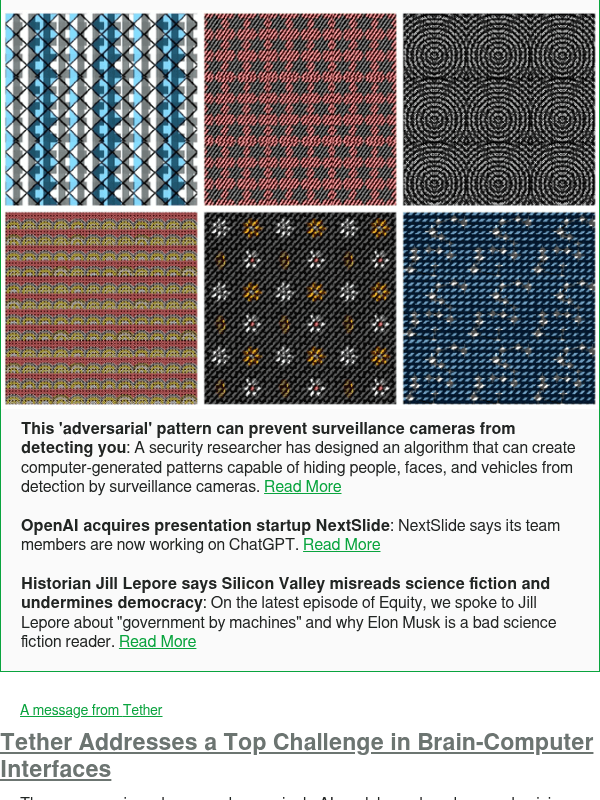 Newsletter preview: This 'adversarial' pattern can prevent surveillance cameras from detecting you
