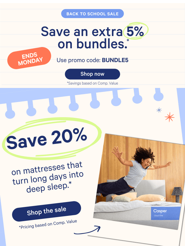 Newsletter preview: Back-to-School savings on mattresses built to last.