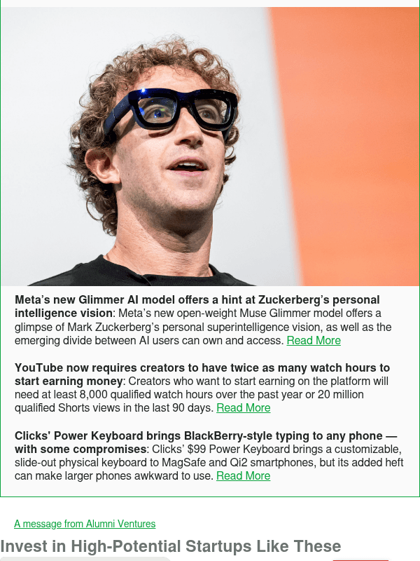 Newsletter preview: Meta’s new Glimmer AI model offers a hint at Zuckerberg’s personal intelligence vision