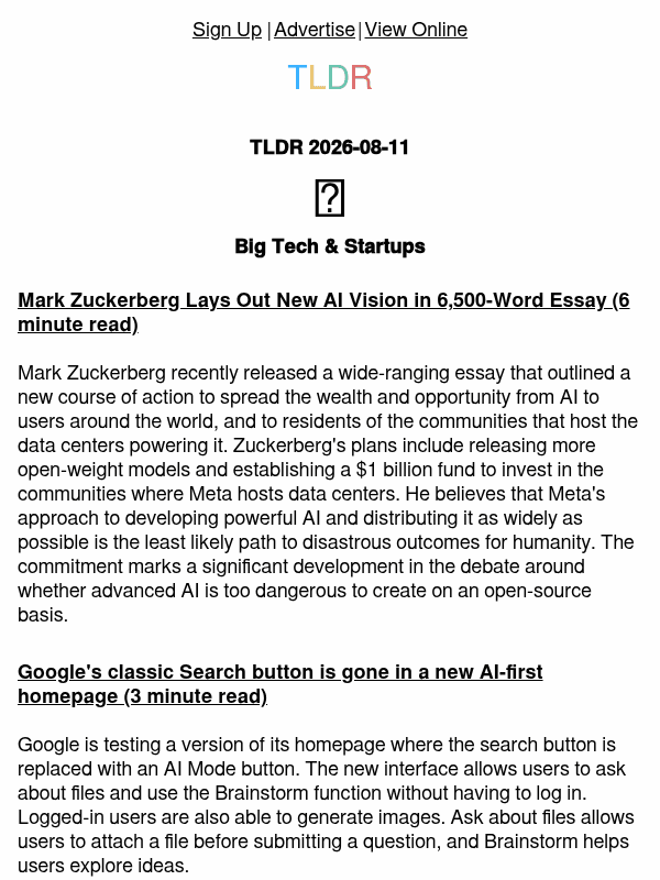 Newsletter preview: Zuckerberg's manifesto 🤖, Elon's $1T shortcut 💰, local models won't win 👨‍💻