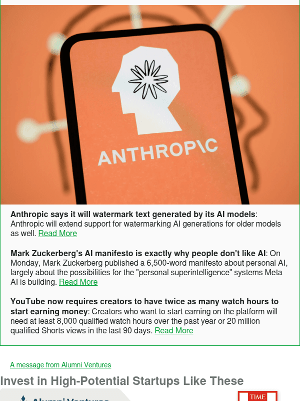 Newsletter preview: Anthropic says it will watermark text generated by its AI models