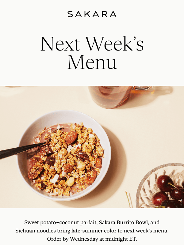 Newsletter preview: A First Look at Next Week’s Menu