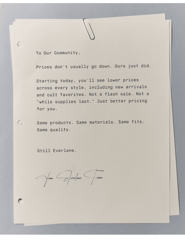 Newsletter preview: From Us At Everlane