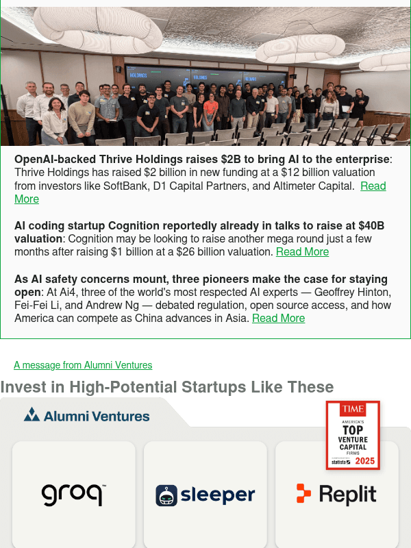 Newsletter preview: OpenAI-backed Thrive Holdings raises $2B to bring AI to the enterprise