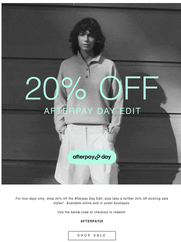 Newsletter preview: Afterpay Day Sale