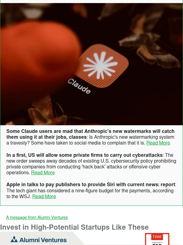Newsletter preview: Some Claude users are mad that Anthropic's new watermarks will catch them using it at their jobs, classes