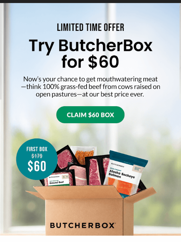 Newsletter preview: Your first box = $60 🔥