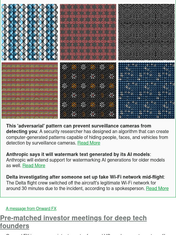 Newsletter preview: This 'adversarial' pattern can prevent surveillance cameras from detecting you