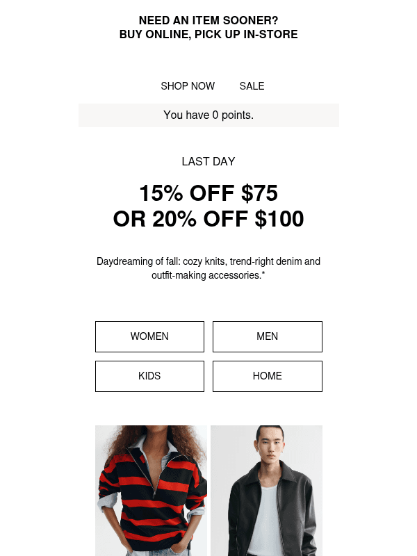 Newsletter preview: Last day: Up to 20% off your order