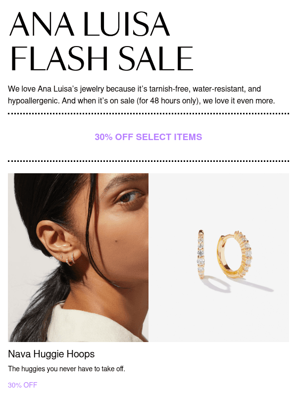 Newsletter preview: Upgrade your stack for 30% off with Ana Luisa’s Flash Sale