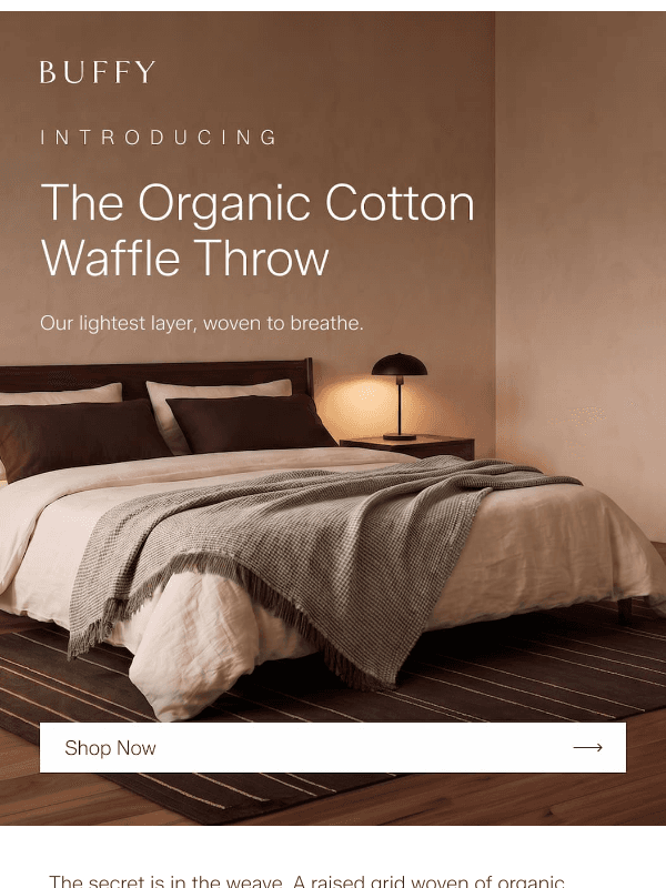 Newsletter preview: NEW: The Organic Cotton Waffle Throw