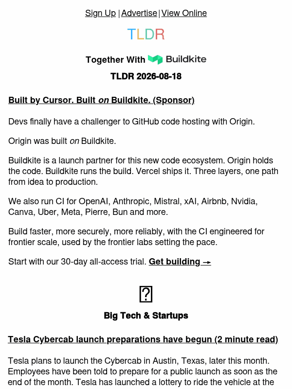 Newsletter preview: Tesla Cybercab launch 🚕, Cursor's GitHub rival 👨‍💻, AI usage patterns 🤖