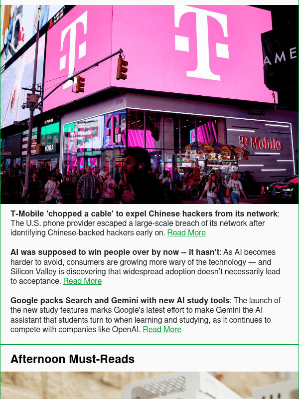 Newsletter preview: T-Mobile 'chopped a cable' to expel Chinese hackers from its network