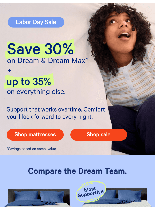 Newsletter preview: Save 30% on Dream Mattresses.*
