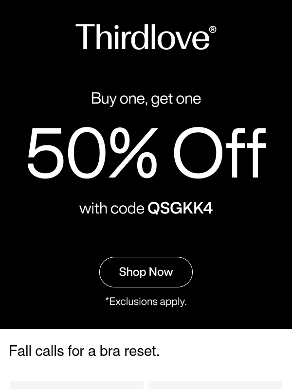 Newsletter preview: Take 50% off your second bra