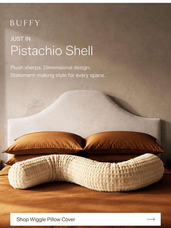Newsletter preview: NEW: Wiggle Body Pillow Cover in Pistachio Shell