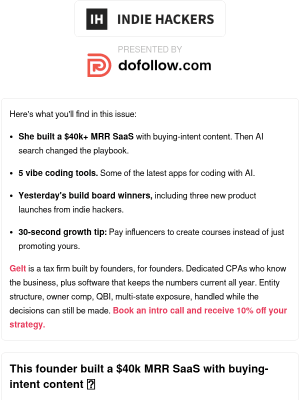 Newsletter preview: 🗞️ What's New: $40k MRR with buying-intent content, influencers build your courses, 2 forms of curiosity