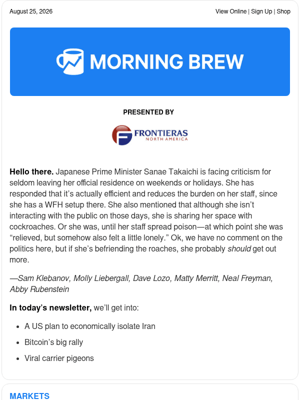 Newsletter preview: ☕️ Supersized sanctions