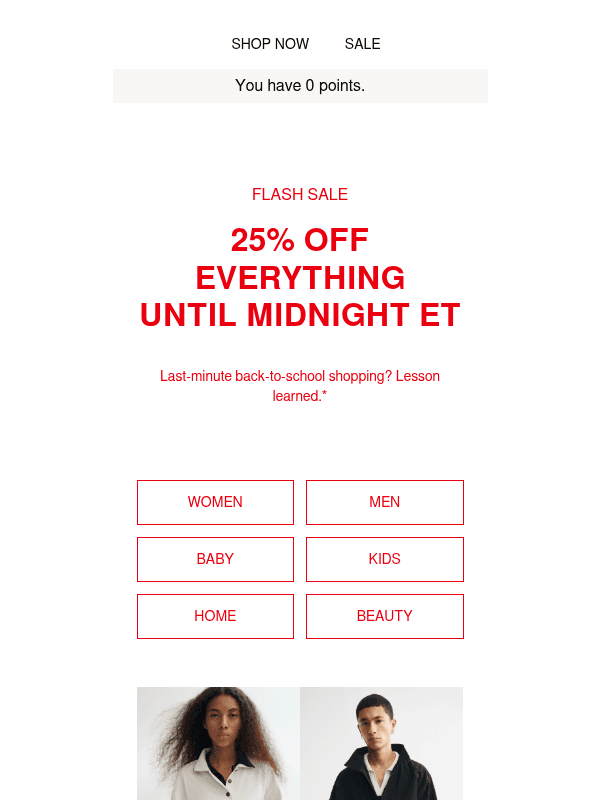 Newsletter preview: 25% off flash sale starts now