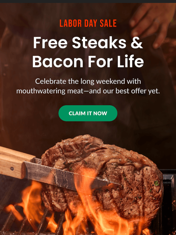 Newsletter preview: This Just In: FREE Steaks & Bacon For Life 🥓
