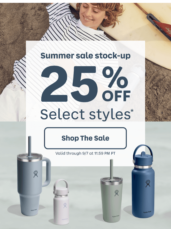 Newsletter preview: 25% off savings are here