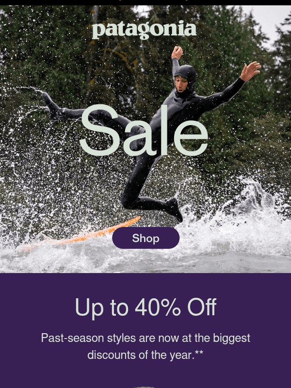 Newsletter preview: Sale on past-season gear