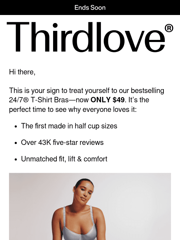 Newsletter preview: $49 bra, almost gone.
