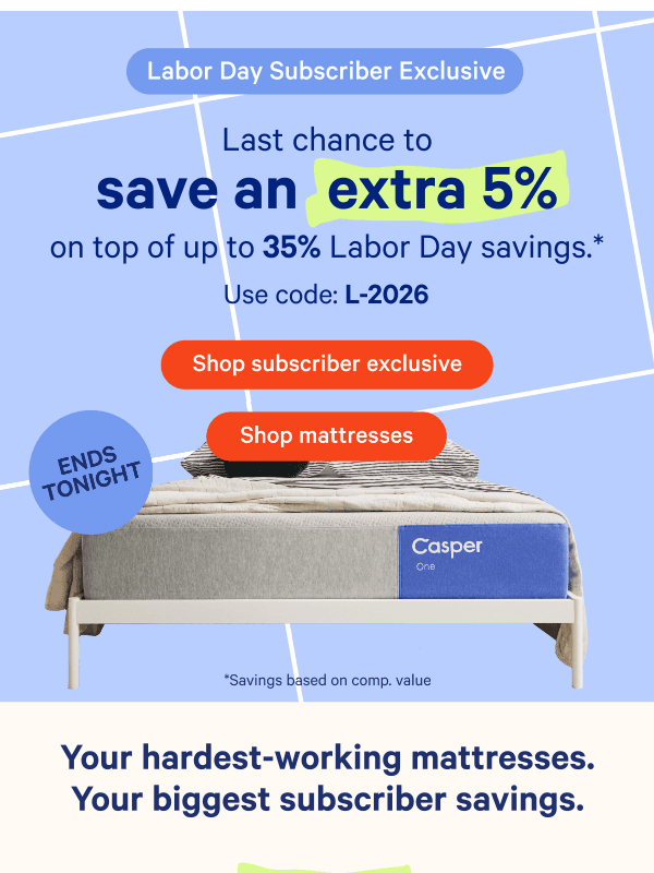 Newsletter preview: Last chance: Extra 5% ends tonight*